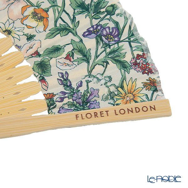 リバティプリント（LIBERTY PRINT）を使用した扇子02 レイチェルメドゥ グリーン チェコビーズチャーム付 共布扇子ケース付