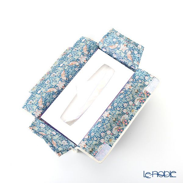 リバティプリント（LIBERTY PRINT）を使用したティッシュカバー ストロベリーシーフ／いちご泥棒 グリーン 22.5×11.5×H5cm用 日本製
