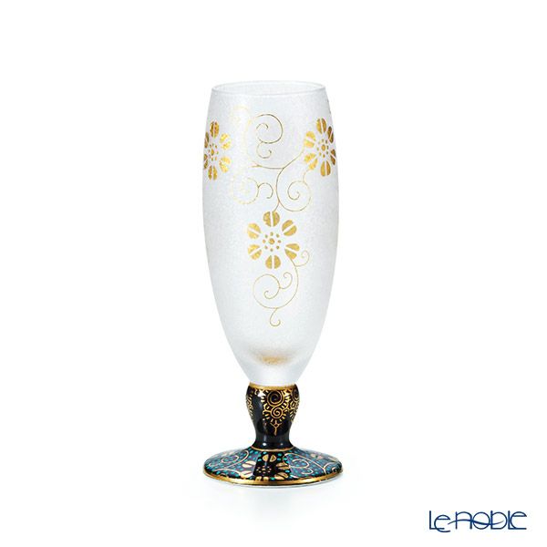 石塚硝子 プレミアムニッポンテイスト みぞれ九谷 青粒鉄仙 ショートステムグラス 125ml 木箱入 9416