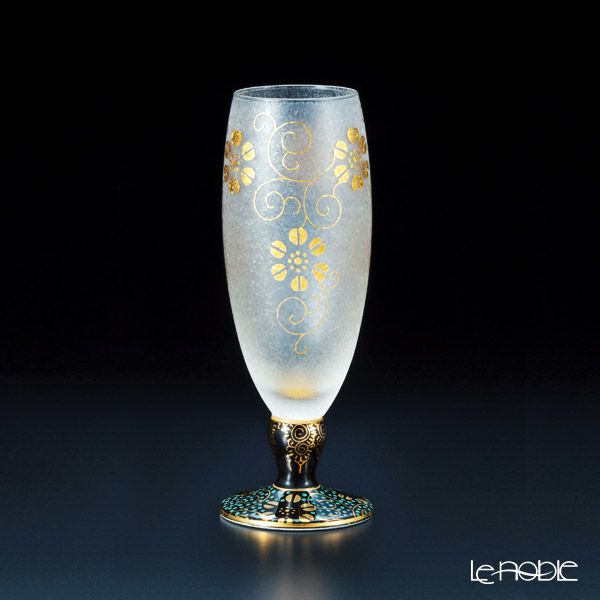 石塚硝子 プレミアムニッポンテイスト みぞれ九谷 青粒鉄仙 ショートステムグラス 125ml 木箱入 9416