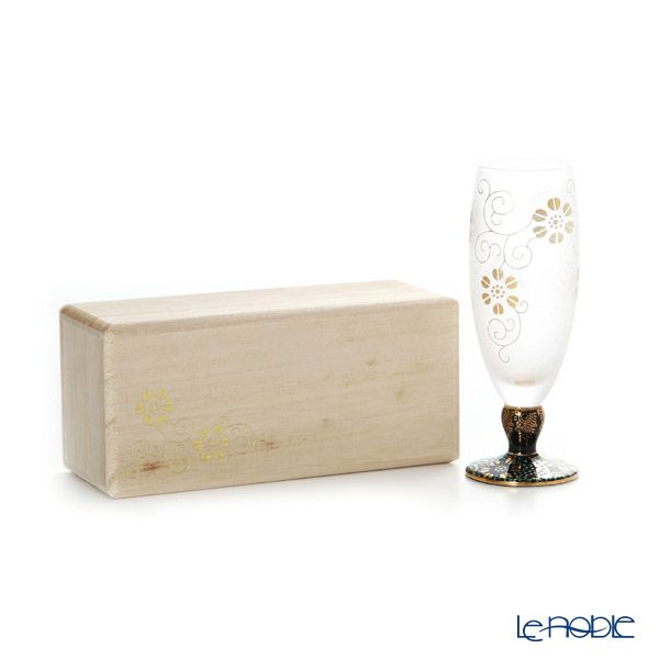 石塚硝子 プレミアムニッポンテイスト みぞれ九谷 青粒鉄仙 ショートステムグラス 125ml 木箱入 9416