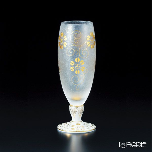 石塚硝子 プレミアムニッポンテイスト みぞれ九谷 白粒鉄仙 ショートステムグラス 125ml 木箱入 9417