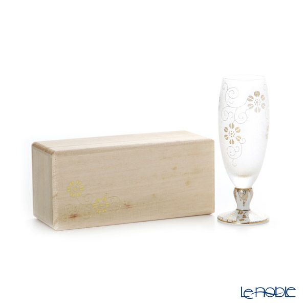 石塚硝子 プレミアムニッポンテイスト みぞれ九谷 白粒鉄仙 ショートステムグラス 125ml 木箱入 9417