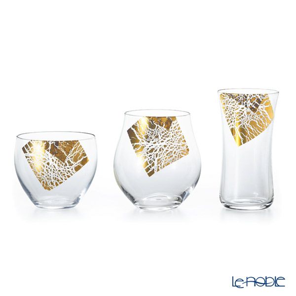 石塚硝子 クラフトサケグラス 金羅凛（きらり） 酒器3種揃え 木箱入 S-6312 2019年度グッドデザイン賞受賞商品