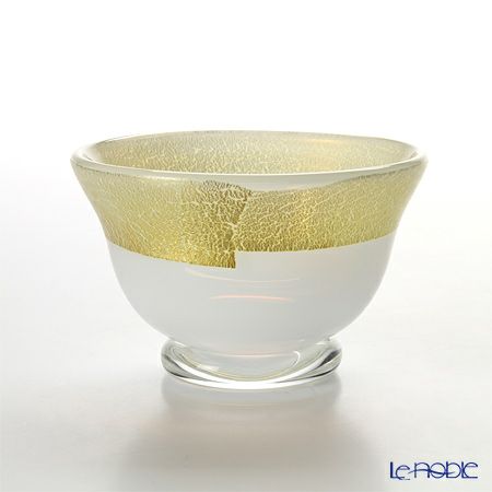 津軽びいどろ 秋村実工房 12ヶ月コレクション 盃 1月 雪見 ホワイト／ゴールド F-62196