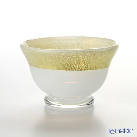 津軽びいどろ 秋村実工房 12ヶ月コレクション 盃 1月 雪見 ホワイト／ゴールド F-62196