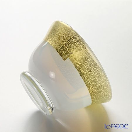 津軽びいどろ 秋村実工房 12ヶ月コレクション 盃 1月 雪見 ホワイト／ゴールド F-62196