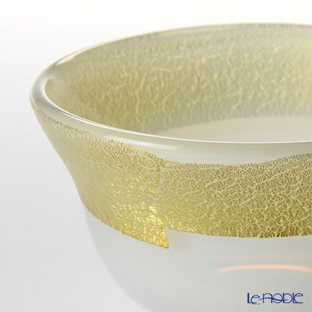 津軽びいどろ 秋村実工房 12ヶ月コレクション 盃 1月 雪見 ホワイト／ゴールド F-62196