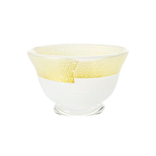 津軽びいどろ 秋村実工房 12ヶ月コレクション 盃 1月 雪見 ホワイト／ゴールド F-62196