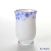 津軽びいどろ 秋村実工房 12ヶ月コレクション 盃 2月 春時雨 ホワイト／ブルー F-62197