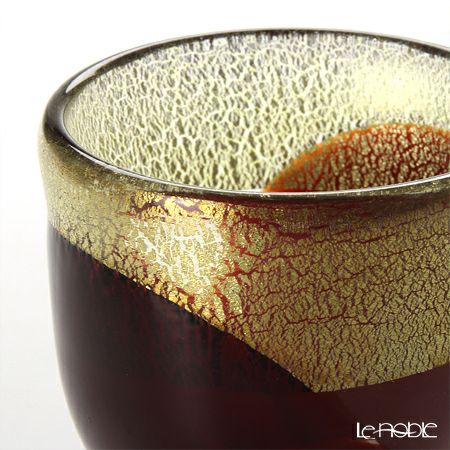 津軽びいどろ 秋村実工房 12ヶ月コレクション 盃 4月 花見 レッド／ゴールド F-62199