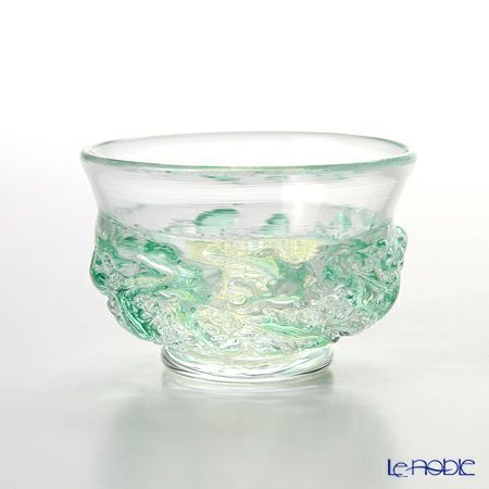 津軽びいどろ 秋村実工房 12ヶ月コレクション 盃 5月 新緑 グリーン／クリア F-62200