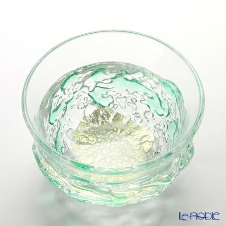 津軽びいどろ 秋村実工房 12ヶ月コレクション 盃 5月 新緑 グリーン／クリア F-62200