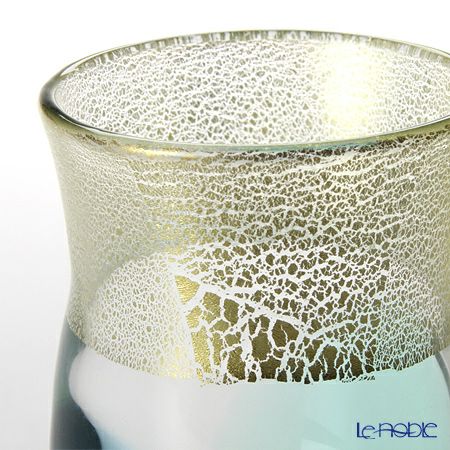 津軽びいどろ 秋村実工房 12ヶ月コレクション 盃 7月 夏の雲 ブルー／ゴールド F-62202