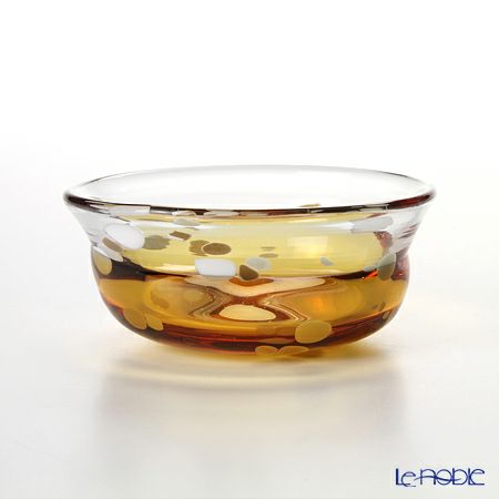 津軽びいどろ 秋村実工房 12ヶ月コレクション 盃 10月 秋の空 アンバー／クリア F-62205