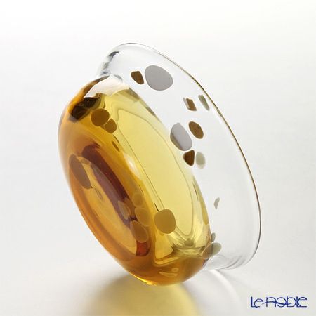 津軽びいどろ 秋村実工房 12ヶ月コレクション 盃 10月 秋の空 アンバー／クリア F-62205