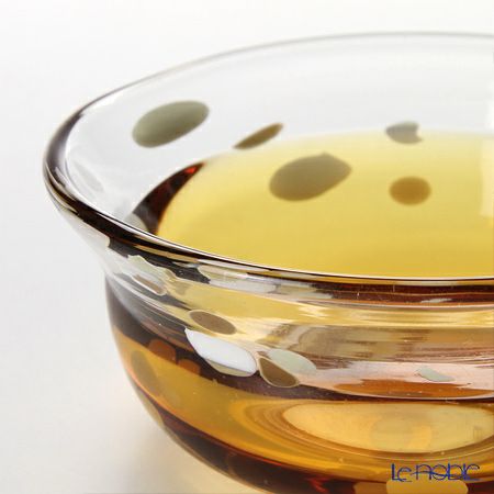 津軽びいどろ 秋村実工房 12ヶ月コレクション 盃 10月 秋の空 アンバー／クリア F-62205