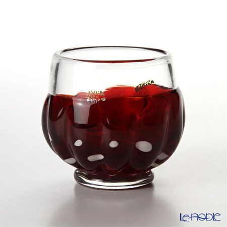 津軽びいどろ 秋村実工房 12ヶ月コレクション 盃 11月 初冬 レッド／クリア F-62206