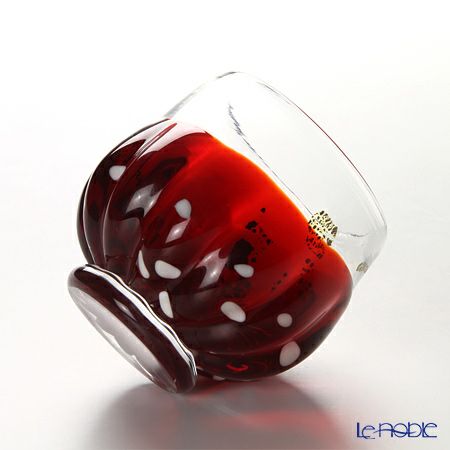 津軽びいどろ 秋村実工房 12ヶ月コレクション 盃 11月 初冬 レッド／クリア F-62206