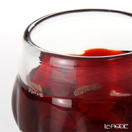 津軽びいどろ 秋村実工房 12ヶ月コレクション 盃 11月 初冬 レッド／クリア F-62206