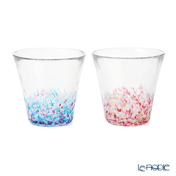 津軽びいどろ にほんの色 舞う桜と春の空 グラスペア （ふうけい）260ml FS-62505