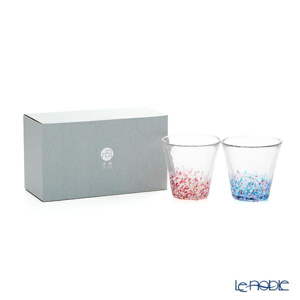 津軽びいどろ にほんの色 舞う桜と春の空 グラスペア （ふうけい）260ml FS-62505