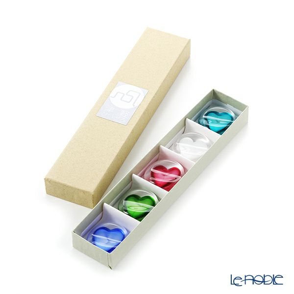 津軽びいどろ 箸置き 5個セット ハート5色 FS-62587