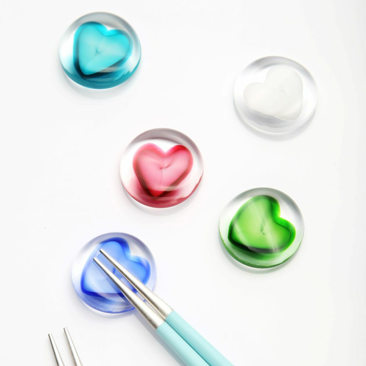 津軽びいどろ 箸置き 5個セット ハート5色 FS-62587