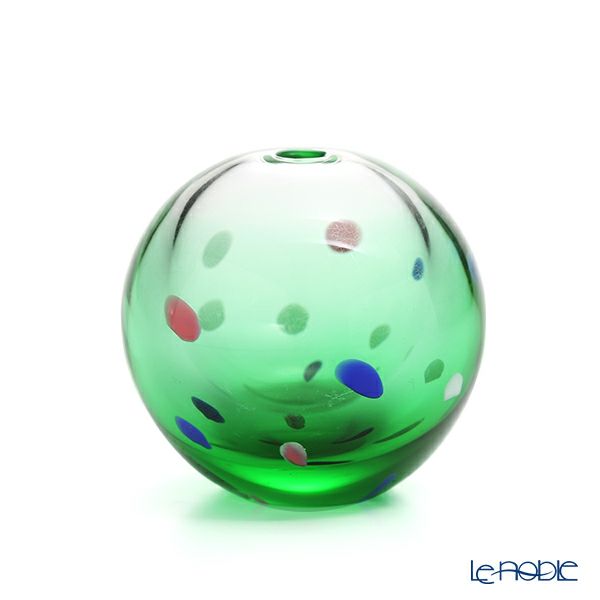 津軽びいどろ 一輪挿し／花瓶 彩手毬（いろてまり）青葉 F-71266