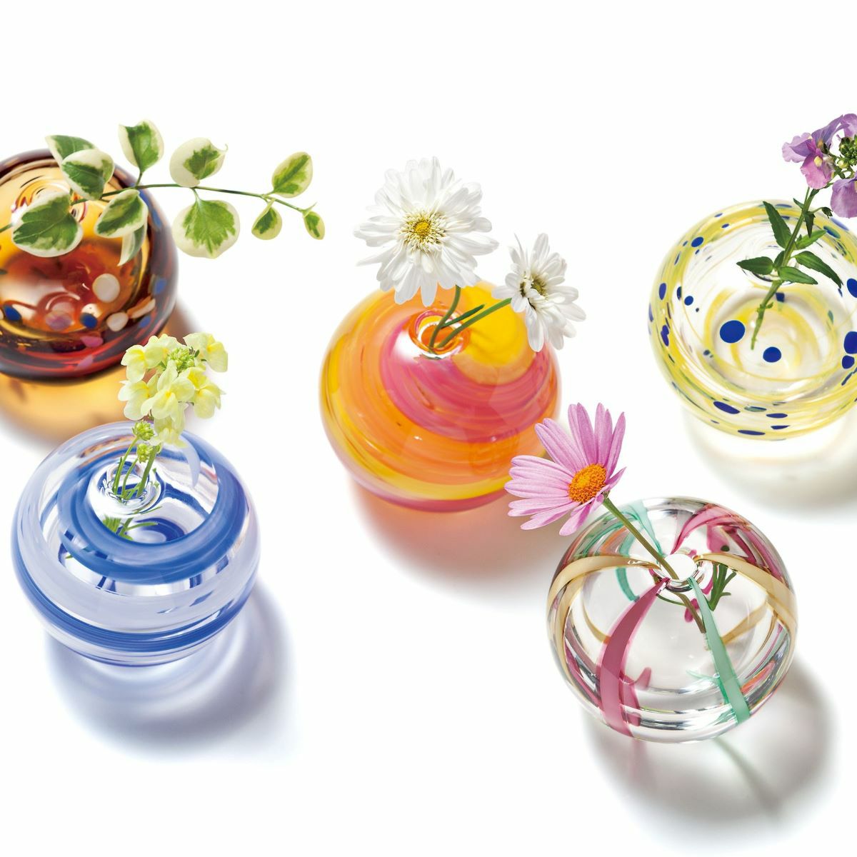 津軽びいどろ 一輪挿し／花瓶 彩手毬（いろてまり）花雲 F-71268