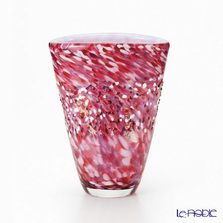 津軽びいどろ 扇花器 弘前桜 花あかり F-71435