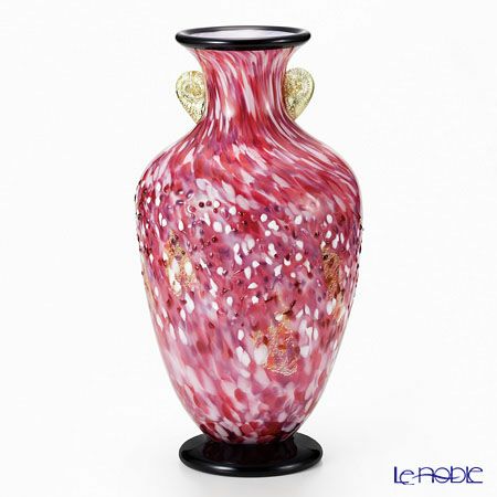 津軽びいどろ 壷金耳付花器 弘前桜 花あかり F-71437