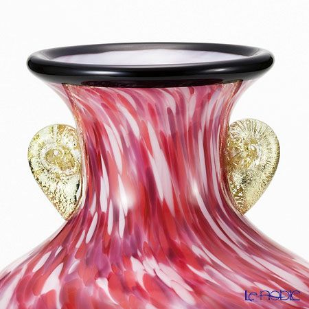 津軽びいどろ 壷金耳付花器 弘前桜 花あかり F-71437