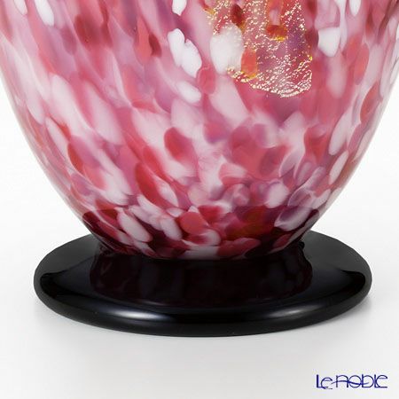 津軽びいどろ 壷金耳付花器 弘前桜 花あかり F-71437