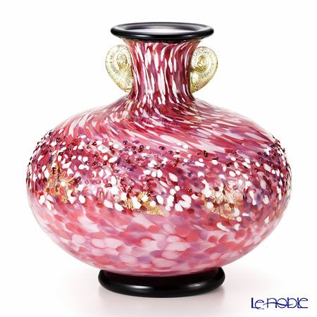 津軽びいどろ 花器（大）金耳付 弘前桜 花あかり F-71438