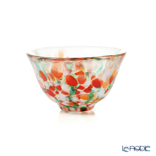 津軽びいどろ 四季の盃 ピンク／ブルー／オレンジ／ホワイト 盃（酒器）セット FS-71545 木箱入 4客揃