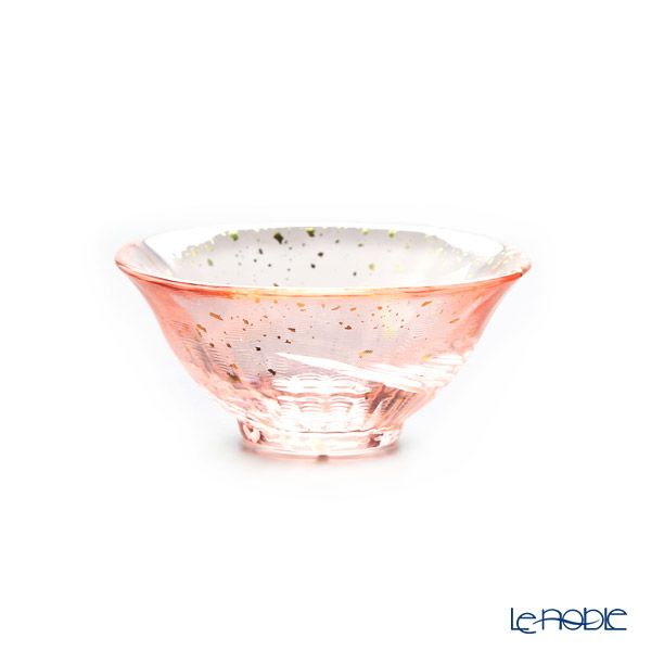 津軽びいどろ 金彩盃 爽華（さやか） 花霞（はながすみ） 木箱入 ピンク F-71847