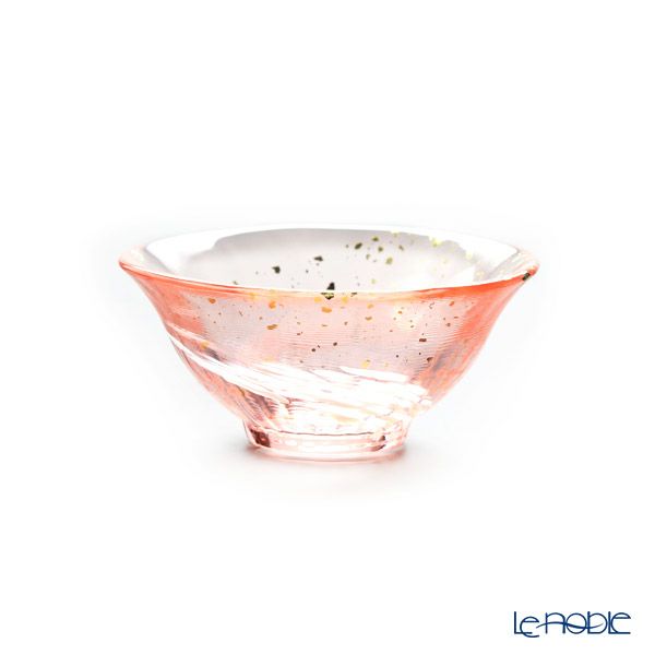 津軽びいどろ 金彩盃 爽華（さやか） 花霞（はながすみ） 木箱入 ピンク F-71847