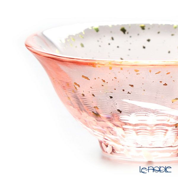 津軽びいどろ 金彩盃 爽華（さやか） 花霞（はながすみ） 木箱入 ピンク F-71847