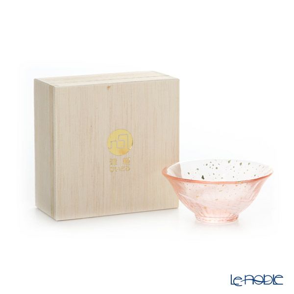 津軽びいどろ 金彩盃 爽華（さやか） 花霞（はながすみ） 木箱入 ピンク F-71847