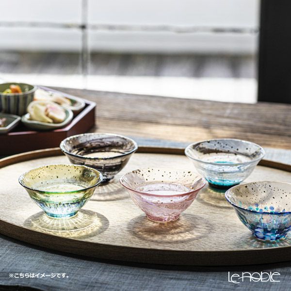 津軽びいどろ 金彩盃 爽華（さやか） 花霞（はながすみ） 木箱入 ピンク F-71847