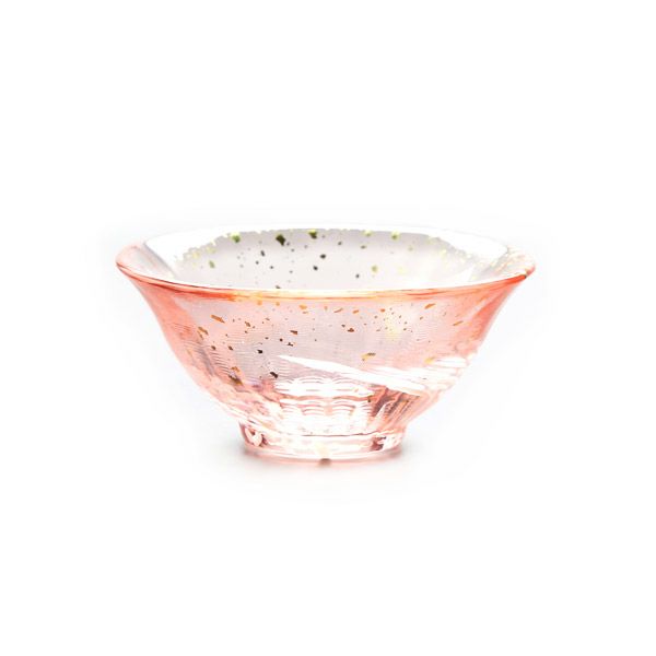 津軽びいどろ 金彩盃 爽華（さやか） 花霞（はながすみ） 木箱入 ピンク F-71847