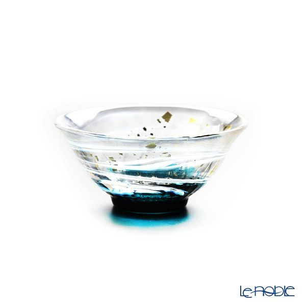 津軽びいどろ 金彩盃 爽華（さやか） 初夏（しょか） 木箱入 グリーン F-71848