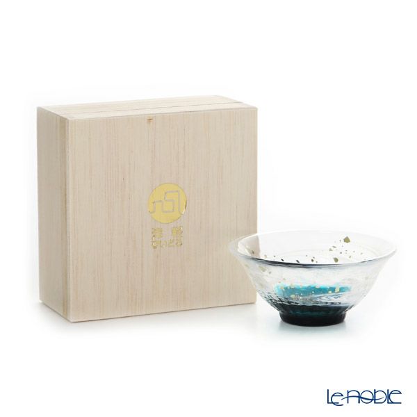 津軽びいどろ 金彩盃 爽華（さやか） 初夏（しょか） 木箱入 グリーン F-71848