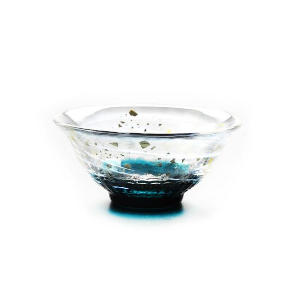 津軽びいどろ 金彩盃 爽華（さやか） 初夏（しょか） 木箱入 グリーン F-71848