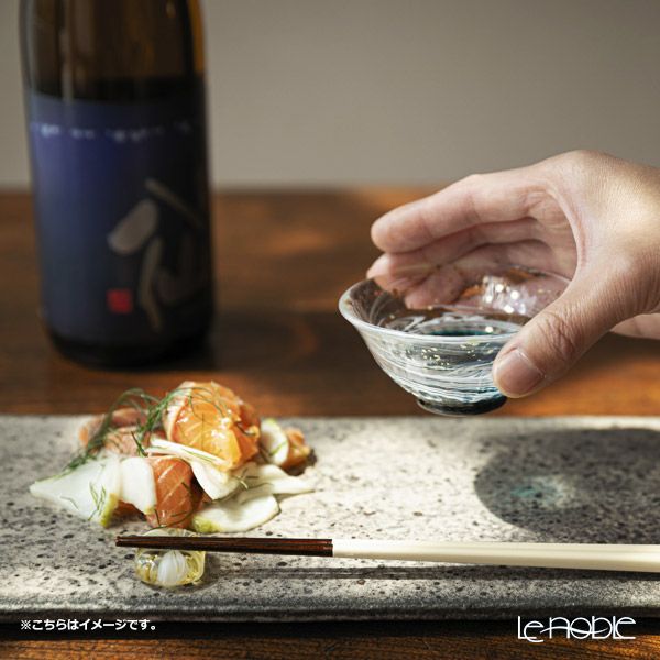 津軽びいどろ 金彩盃 爽華（さやか） 夏影（なつかげ） 木箱入 ブルー F-71849