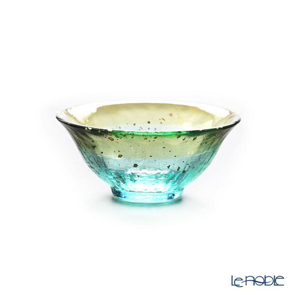 津軽びいどろ 金彩盃 爽華（さやか） 月明（つきあかり） 木箱入 グリーン F-71850