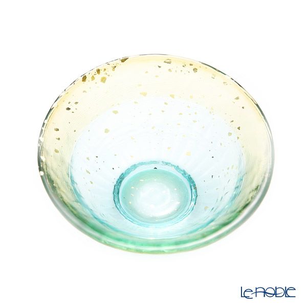 津軽びいどろ 金彩盃 爽華（さやか） 月明（つきあかり） 木箱入 グリーン F-71850