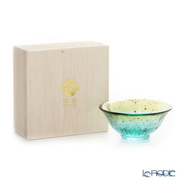 津軽びいどろ 金彩盃 爽華（さやか） 月明（つきあかり） 木箱入 グリーン F-71850