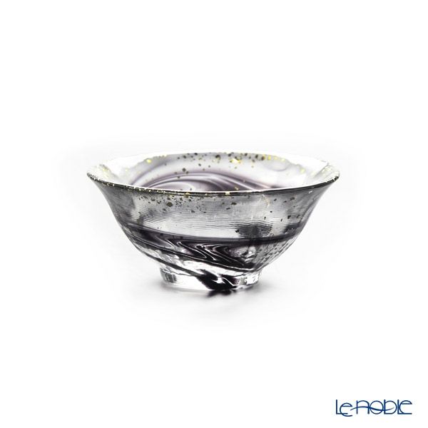 津軽びいどろ 金彩盃 爽華（さやか） 星夜（ほしよ） 木箱入 ブラック F-71851